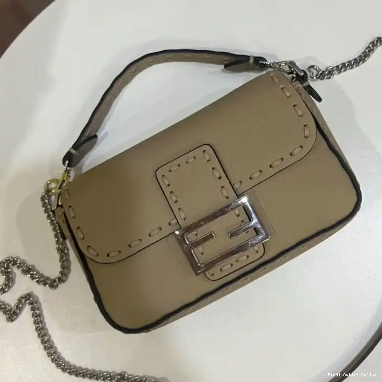 Affordable Leather Bag Selleria Khaki In Cuoio Baguette Fendi Romano Mini 0514